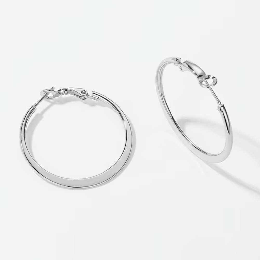 Silver Plated 2” Hoop Earrings